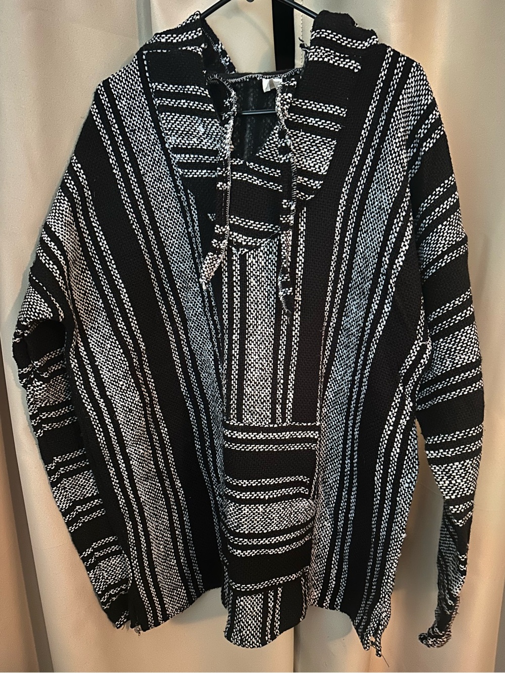 Black & White Striped Hooded Sweater